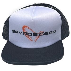 Savage Gear spell out heart logo mesh back snap back trucker hat